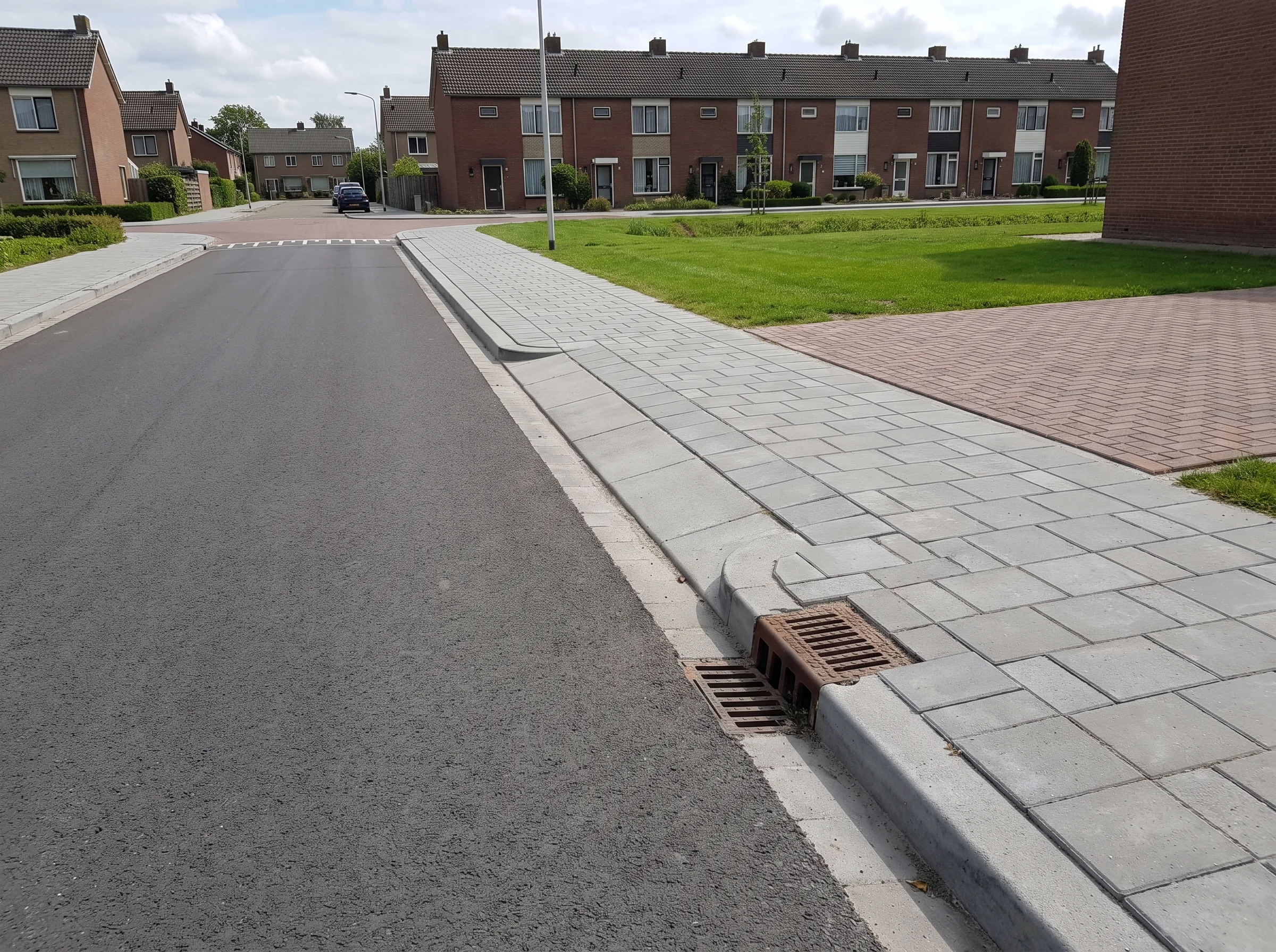 Grijze betonklinkerbestrating met opsluitbanden, professioneel uitgevoerd